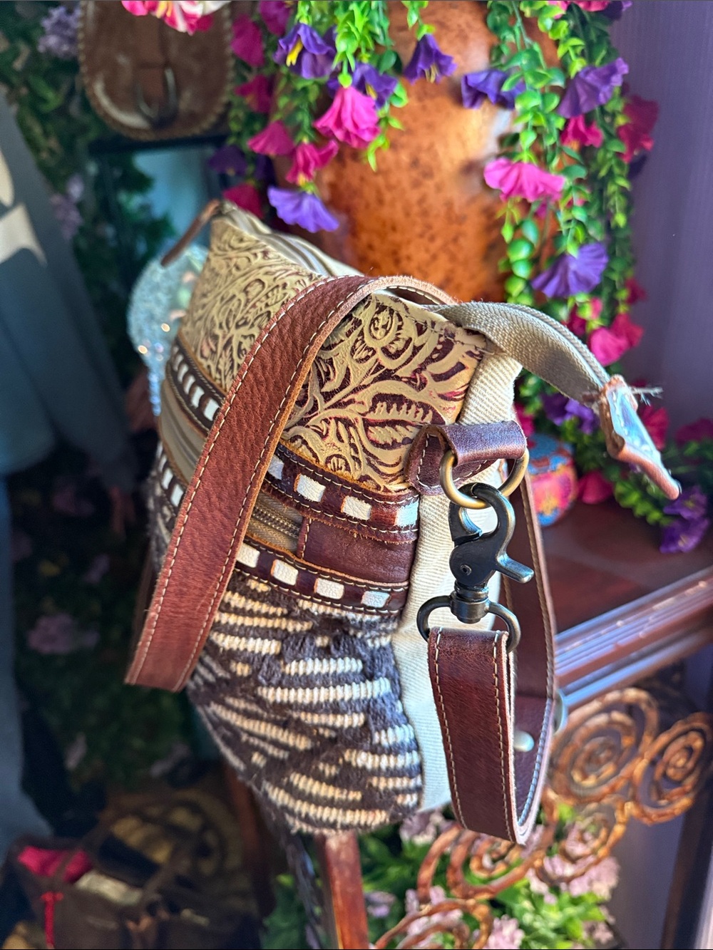 Myra Bag Brown & Cream Woven Crossbody
